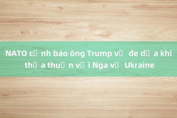 NATO cảnh báo ông Trump về đe dọa khi thỏa thuận với Nga về Ukraine