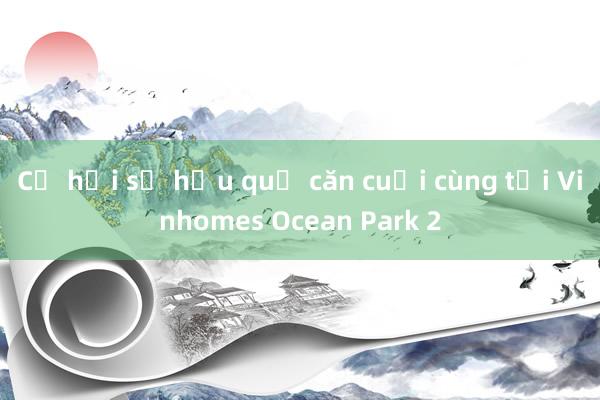 Cơ hội sở hữu quỹ căn cuối cùng tại Vinhomes Ocean Park 2